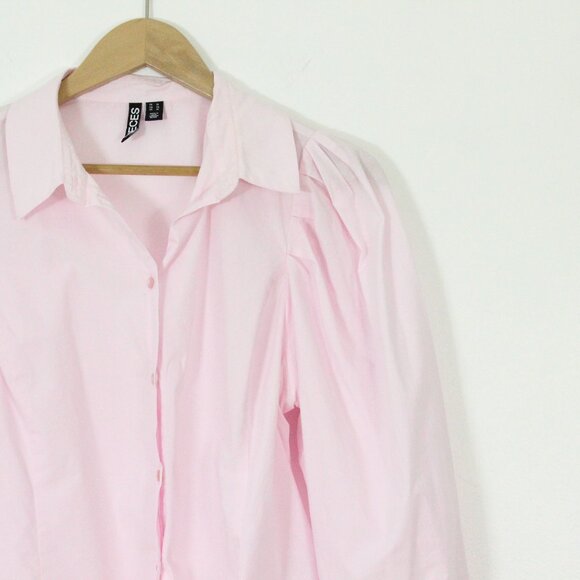 *Pieces Pink Button Up Long Sleeve Blouse - Picture 3 of 5